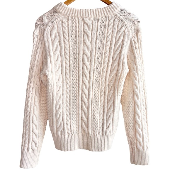 Uniqlo x JW Anderson Preppy Tenniscore V-Neck Cable-knit Sweater Sz Medium Ivory - Picture 4 of 9